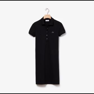 Lacoste Black Stretch Cotton Mini Polo Dress